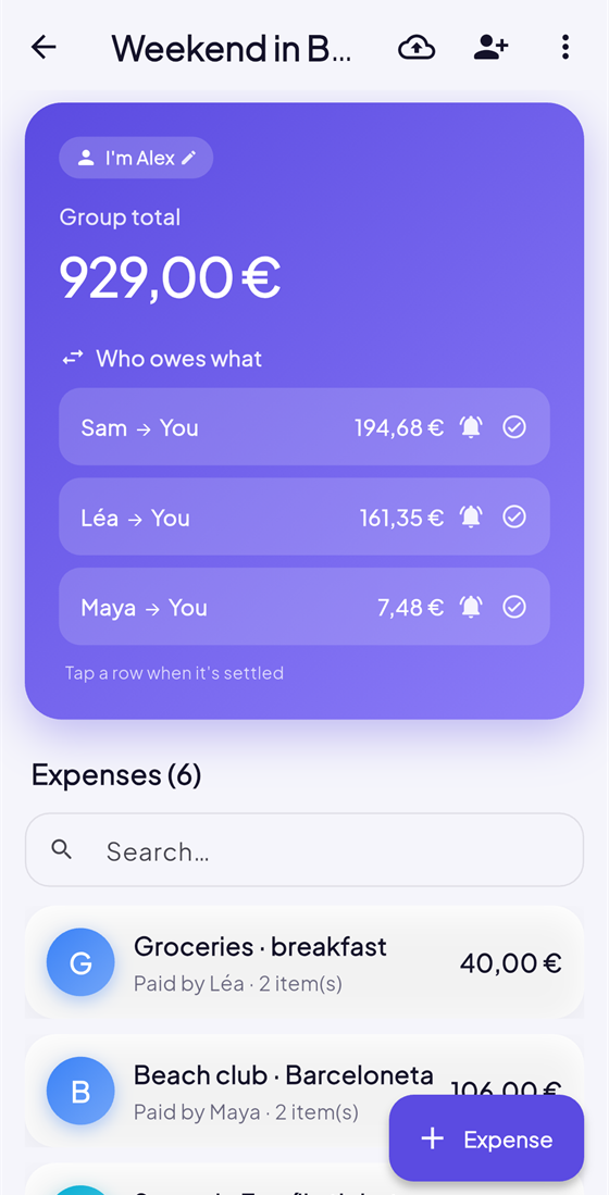 See who owes what